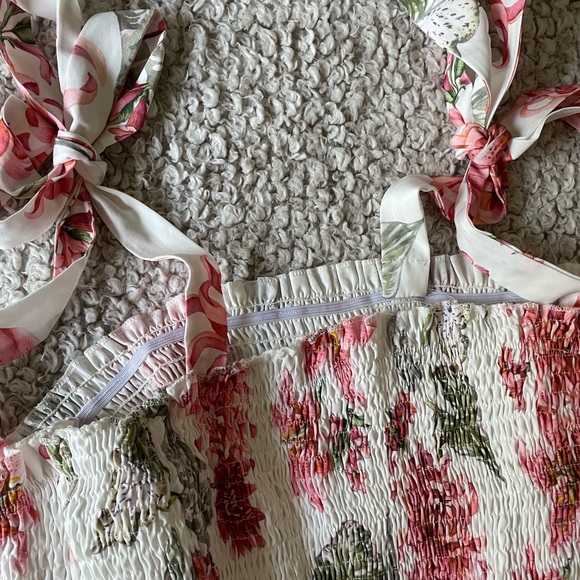 Floral Print Smocked Bodycon Dress - Picture 5 of 7